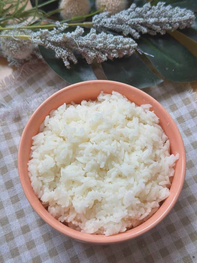 Delicious bowl of fluffy jasmine rice ready to be savored