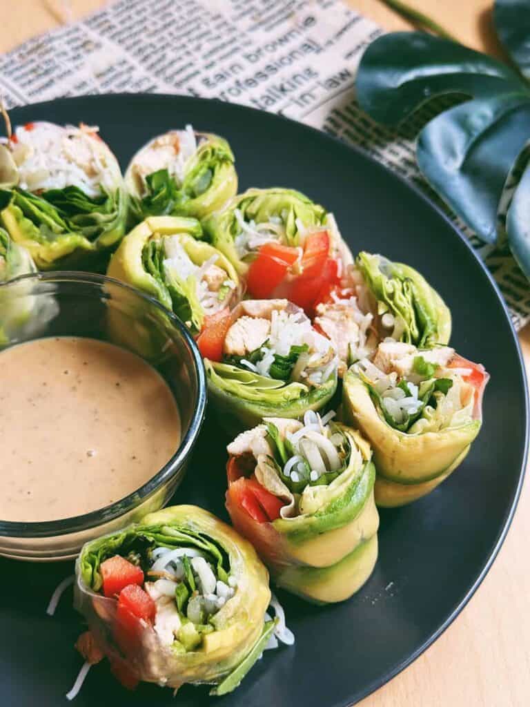 Delicious Vietnamese Chicken Rice Paper Rolls - A delectable blend of tender chicken, fresh veggies, and aromatic herbs wrapped in delicate rice paper.