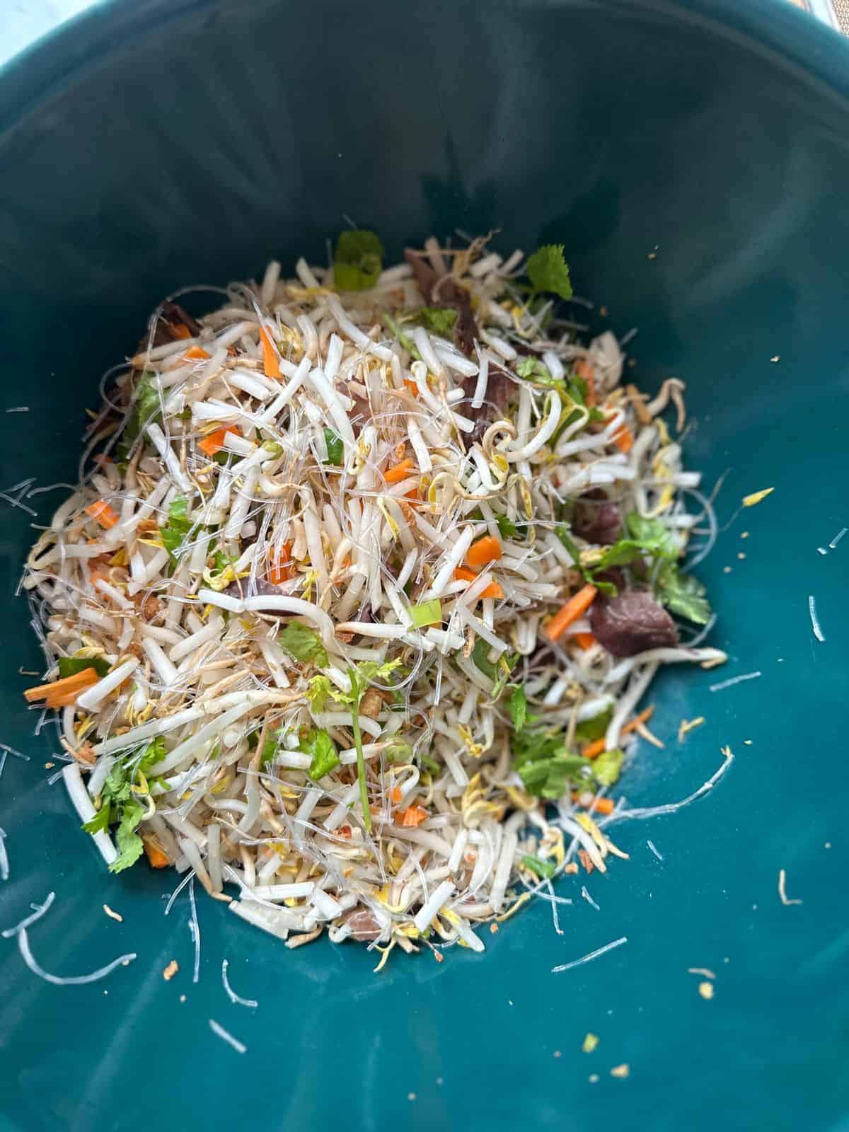 Frühlingsrollen aus Vietnam (Vietnamese Spring Rolls) ingredients for Nem Ran in a mixing bowl
