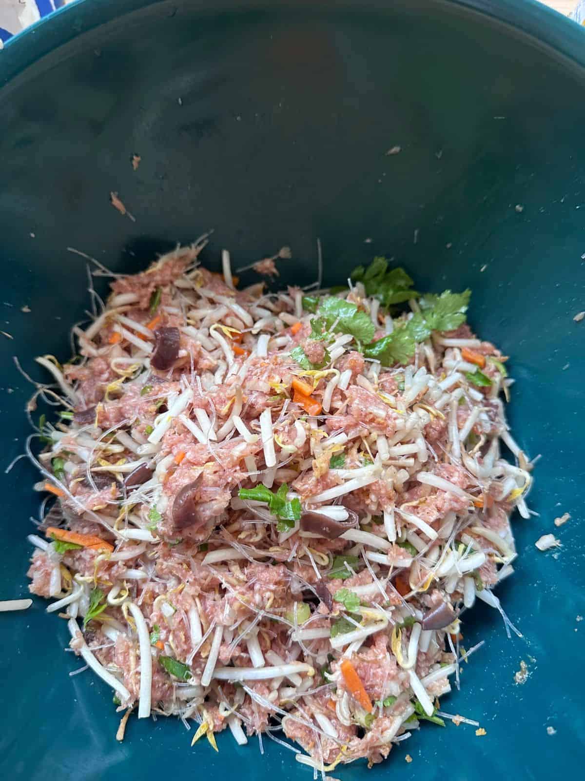 Frühlingsrollen aus Vietnam (Vietnamese Spring Rolls) filling for nem ran in a bowl