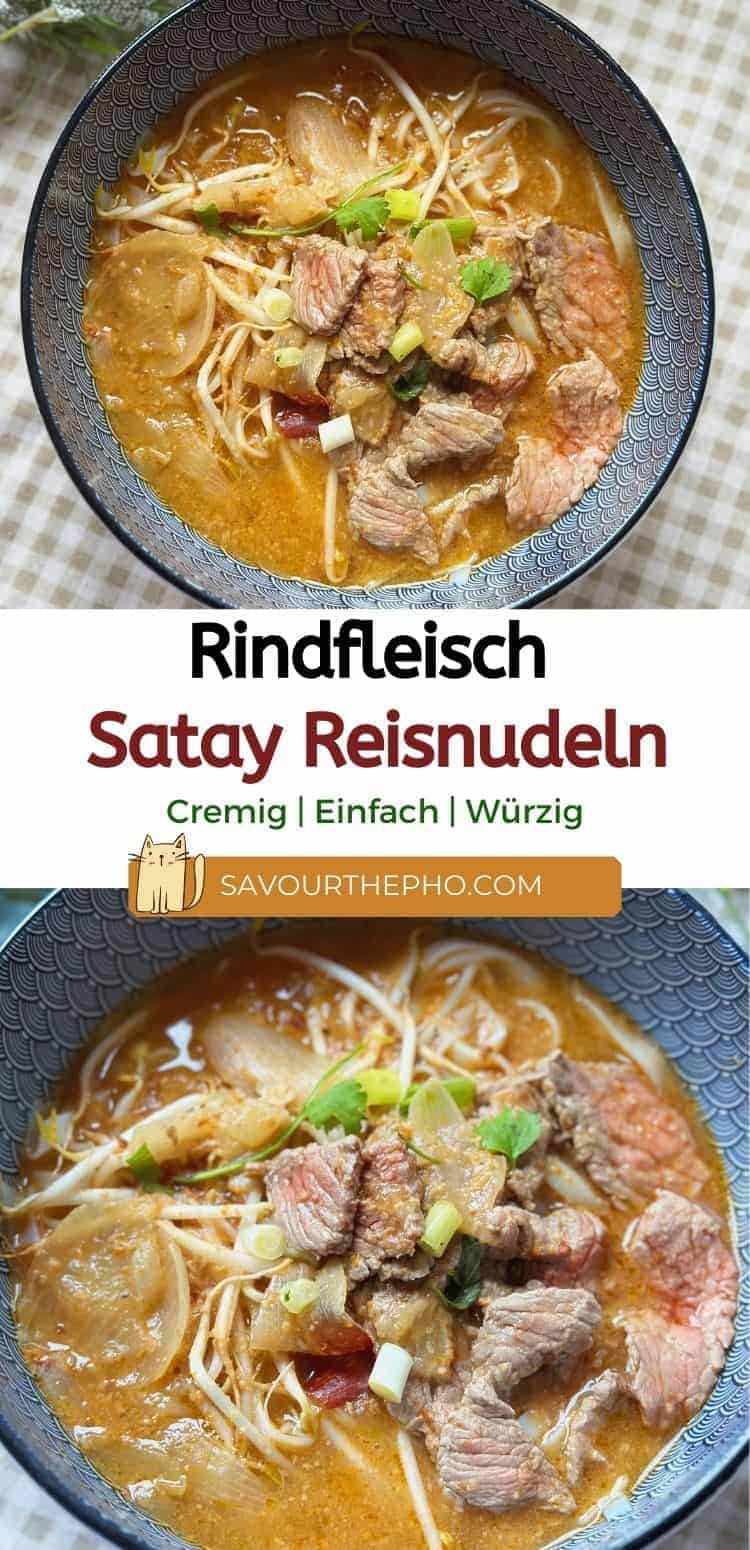 Phở Sa Tế (Scharfes Rindfleisch Satay Pho) Rindfleisch Satay Reisnudeln sind eine köstliche Abwandlung von Pho! Sie sind cremig, würzig, herzhaft, perfekt für kühle Tage und vor allem viel einfacher zuzubereiten als die traditionelle Pho.