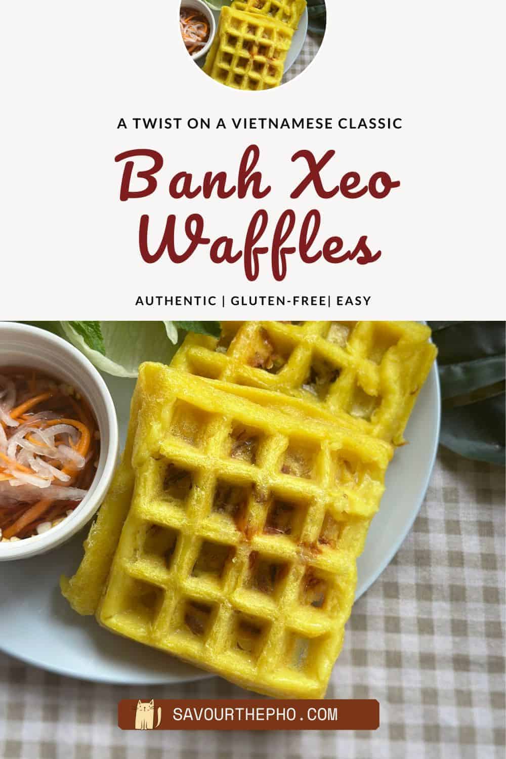 Bánh Xèo Waffles Bánh Xèo, Vietnamese Pancakes usually made in a pan, got a twist from awesome Vietnamese housewives in the States. My spin on it? Banh Xeo Waffles. Got a waffle iron? Try it for a stress-free and delightful surprise!