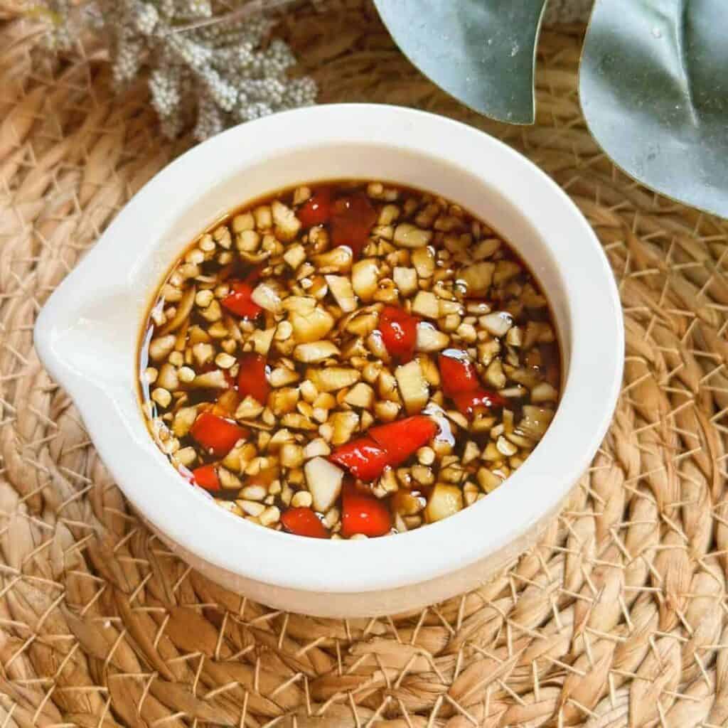 Delicious bowl of Toyomansi sauce, a classic Filipino dipping and marinating condiment.