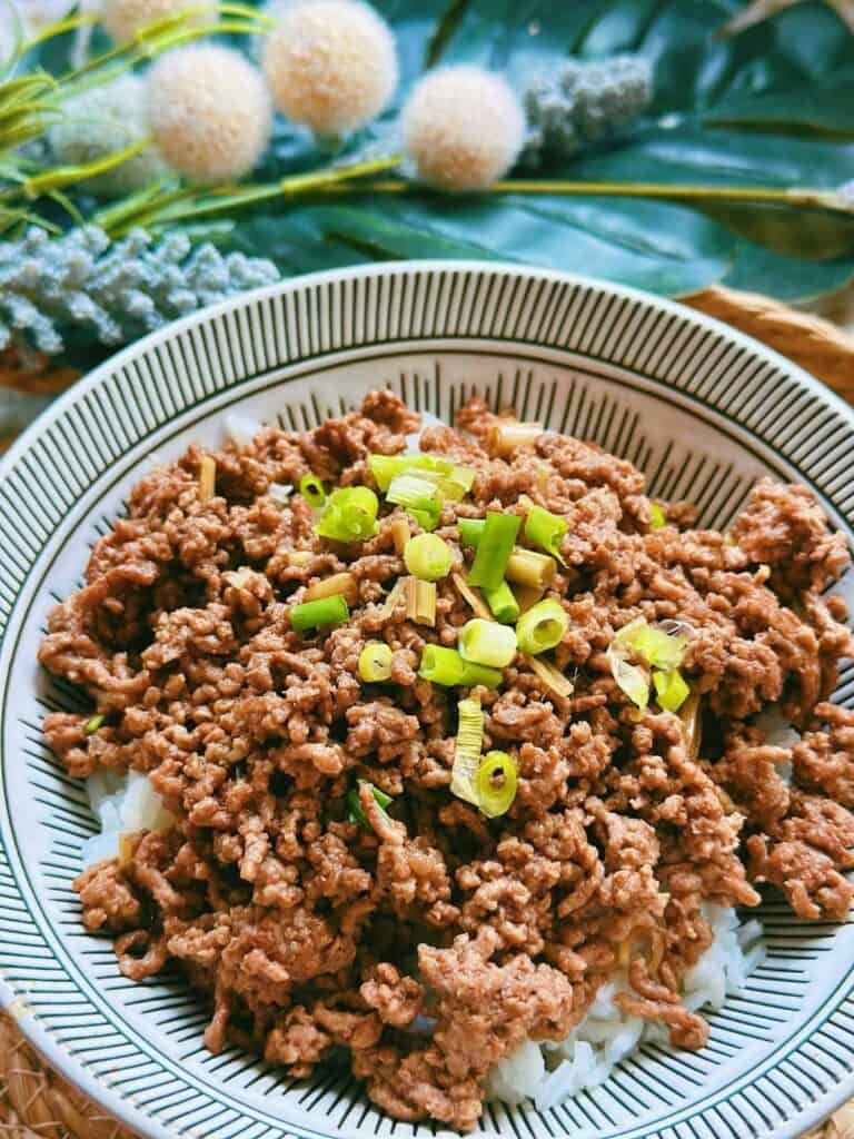 Vietnamese ground beef rice bowl