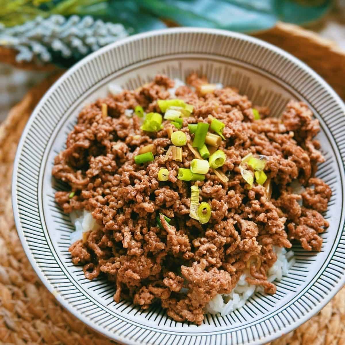 Vietnamese ground beef rice bowl