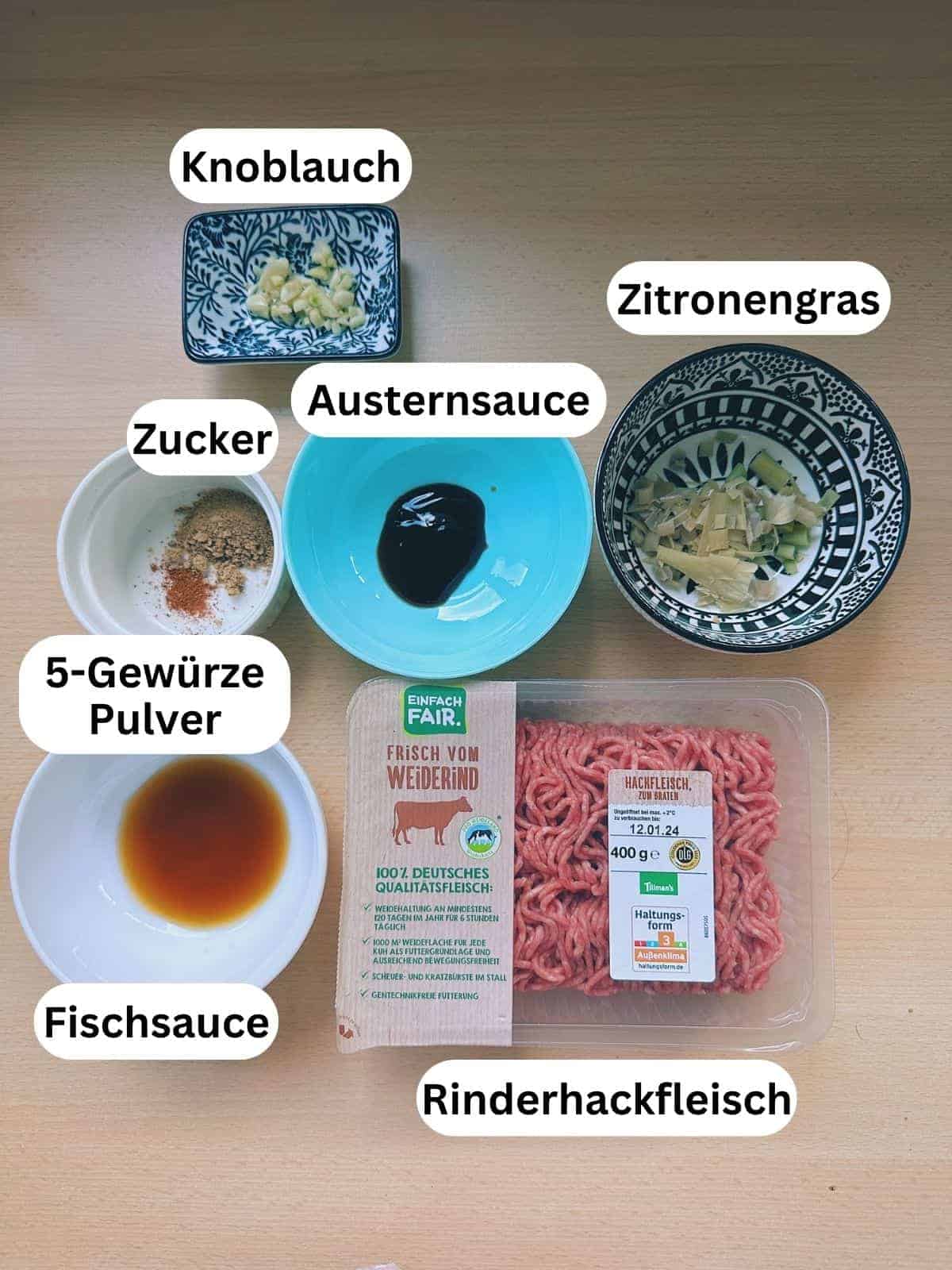 Vietnamesische Rindfleisch Reis Bowls (15 Minuten) Zutaten für vietnamesische Rindfleisch Reis Bowl.