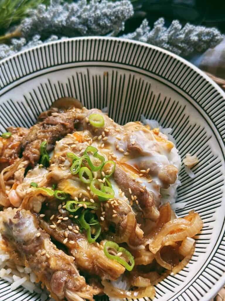 Enoki Beef Rolls over rice