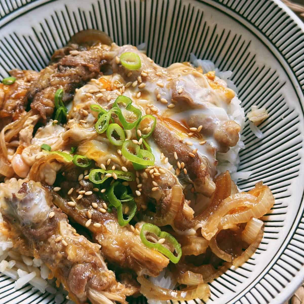 Enoki Beef Rolls over rice