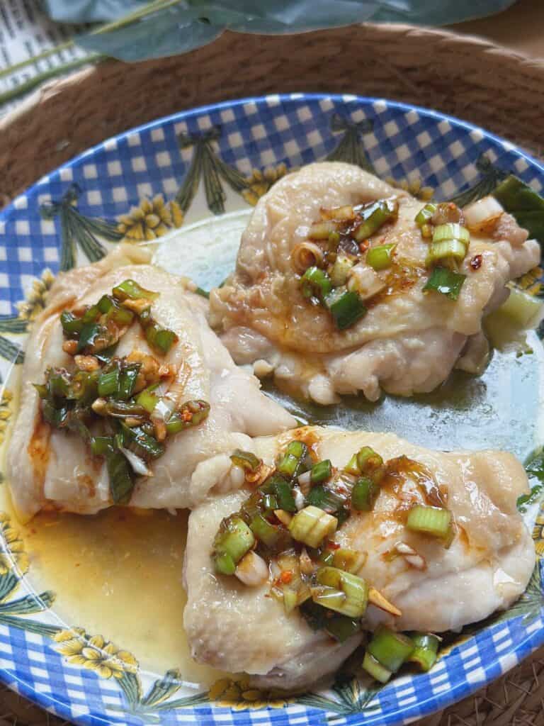 Microwaved chicken thighs