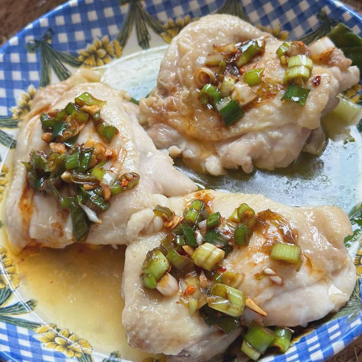 Microwaved chicken thighs