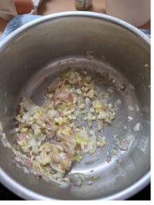 Mắm Chưng (Vietnamese Steamed Egg Meatloaf With Salted Fish) Sautéd garlic, shallot, scallion and ginger.