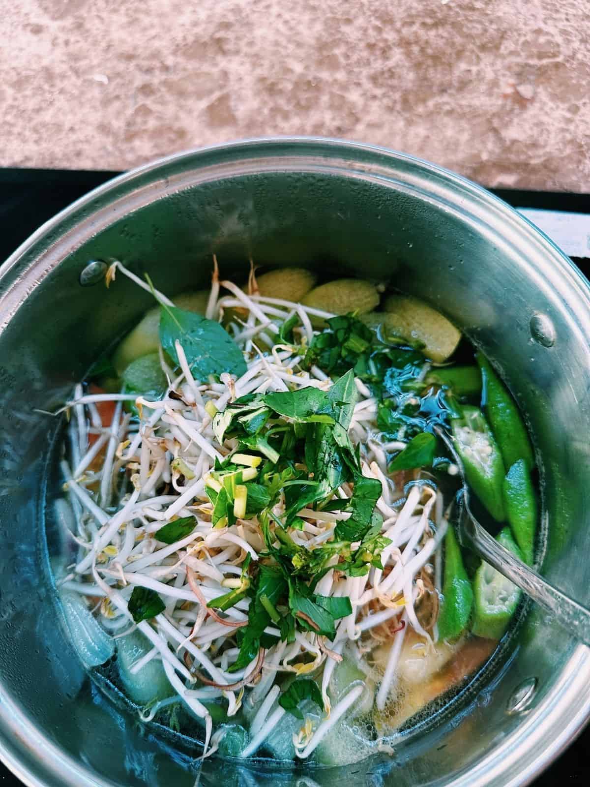 My Mom’s Canh Chua (Vietnamese Sweet & Sour Soup) Canh Chua in a pot.