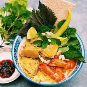 Bánh Xèo Waffles Mi Quang (Vietnamese turmeric noodles)