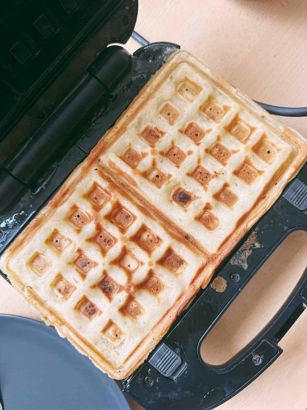 Making banana waffles