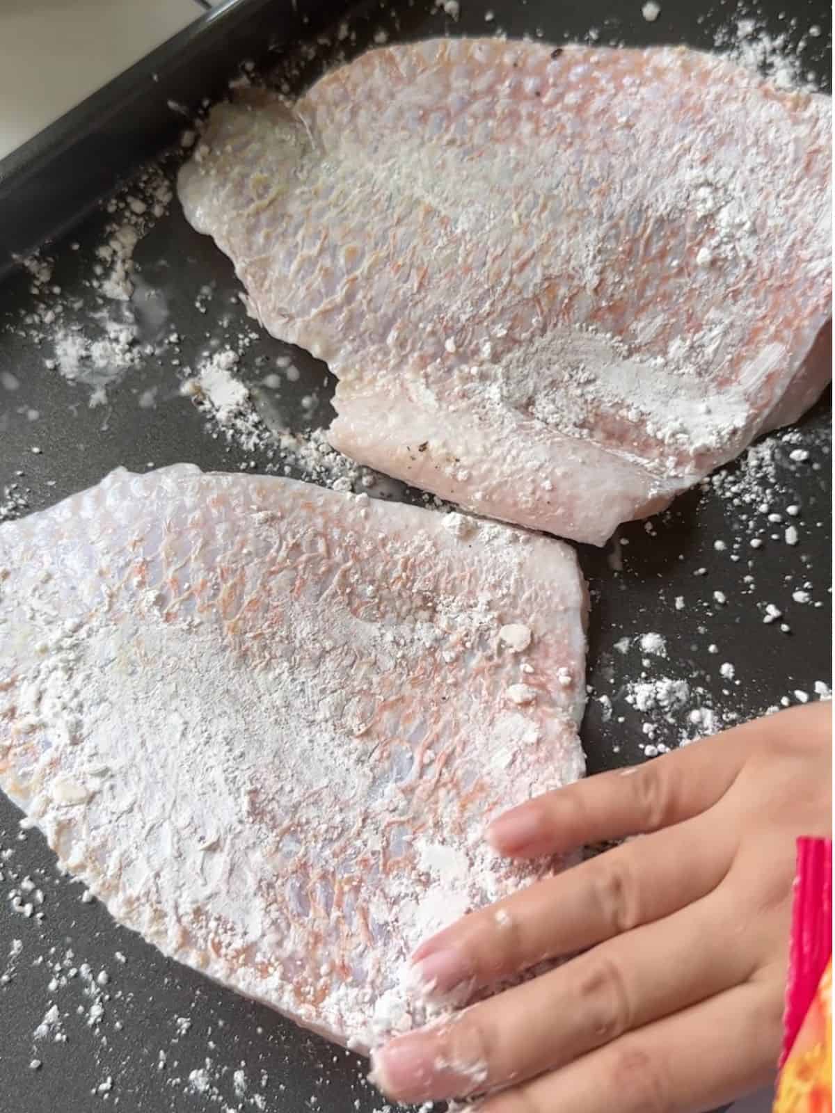 Easy Vietnamese Fried Fish - Cá Chiên Lightly coat fish fillets with cornstarch.