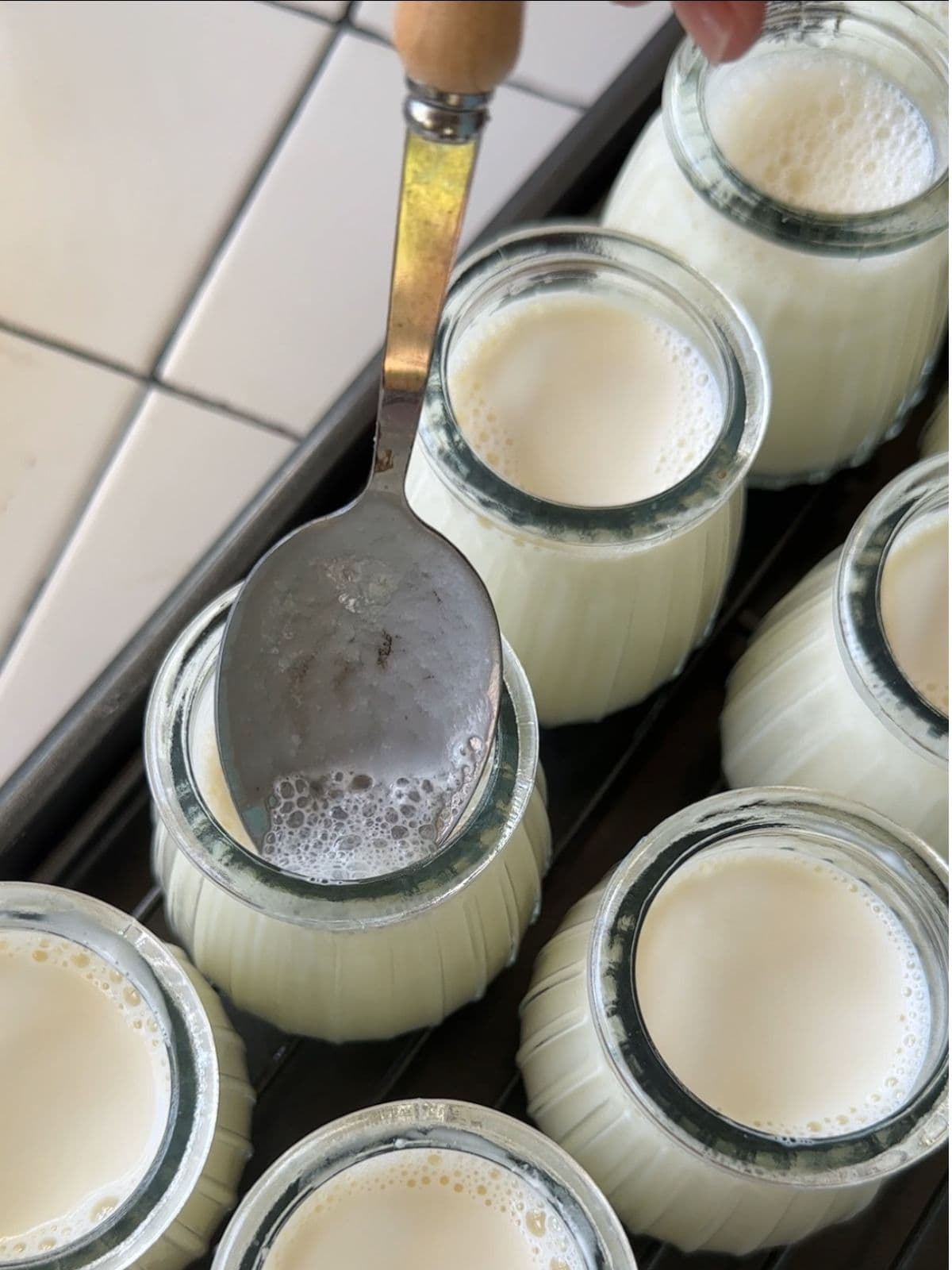 Vietnamese Yogurt (Mom's Sữa Chua / Da Ua Recipe) Skim off any foam.