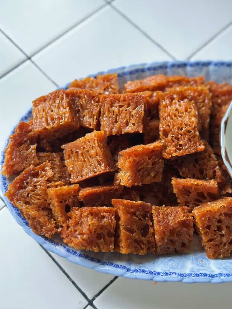 Vietnamesse palm sugar honeycomb cake.