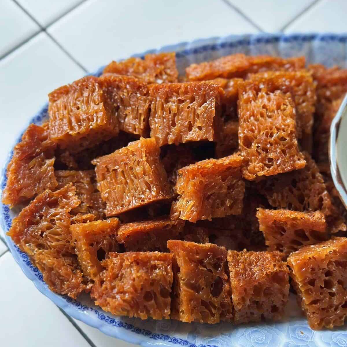 Vietnamesse palm sugar honeycomb cake.