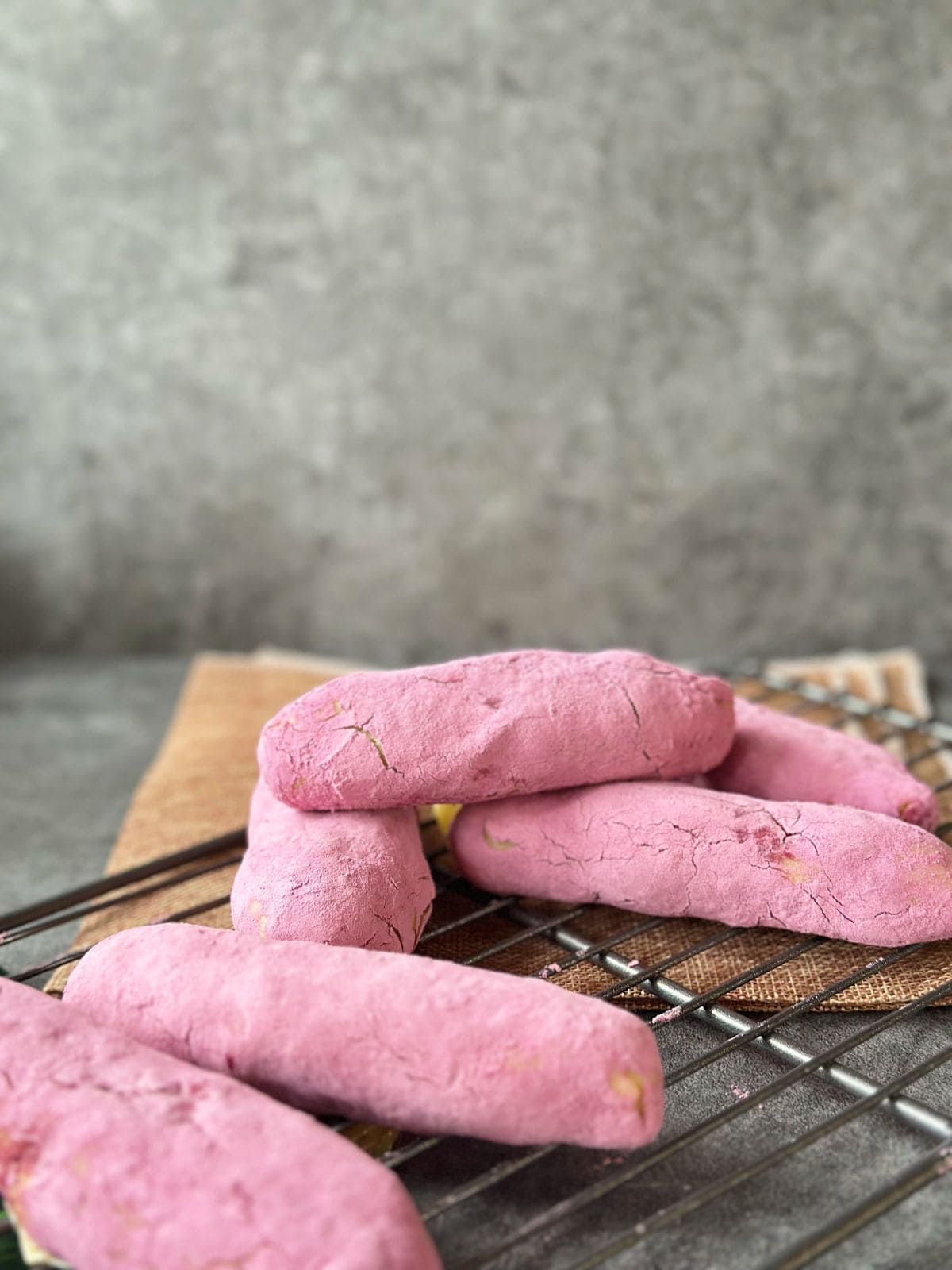 Korea Sweet Potato Bread Buns on a tray.