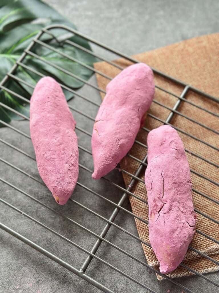 Korea Sweet Potato Bread Buns on a tray.