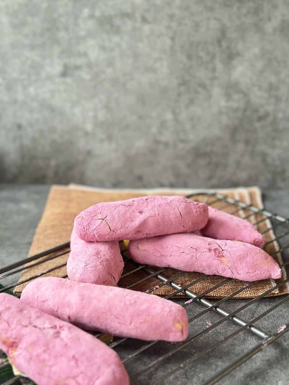 Korea Sweet Potato Bread Buns on a tray.