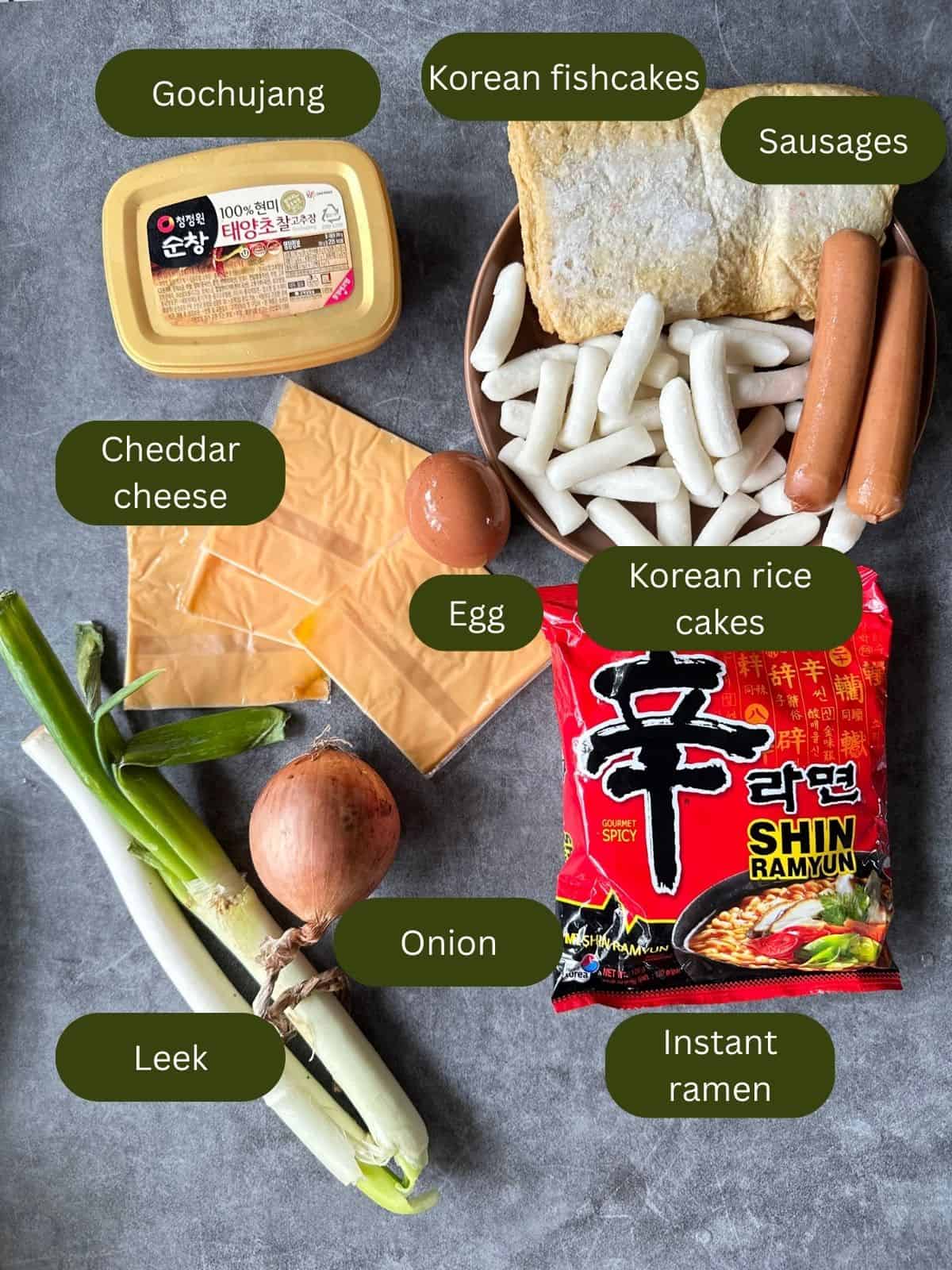 Easy Rabokki (Ramen & Tteokbokki) Rabokki ingredients